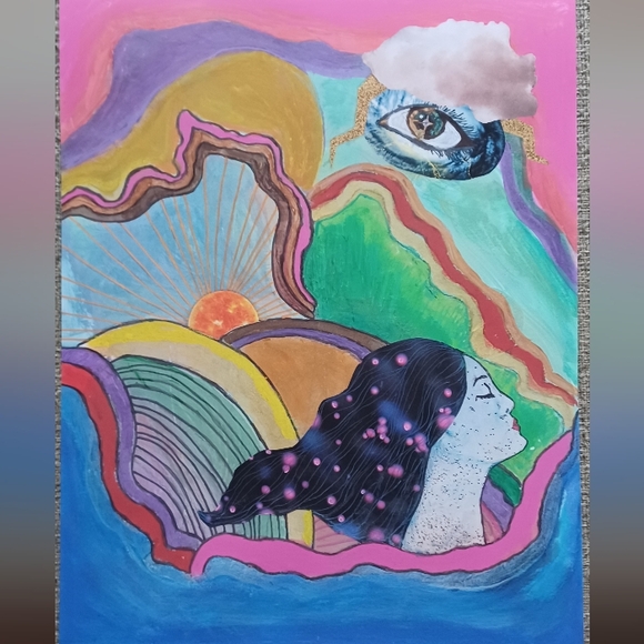 "Dreaming In Different Dimensions" Limited Edition Print of Original Mixed Media - Picture 1 of 2